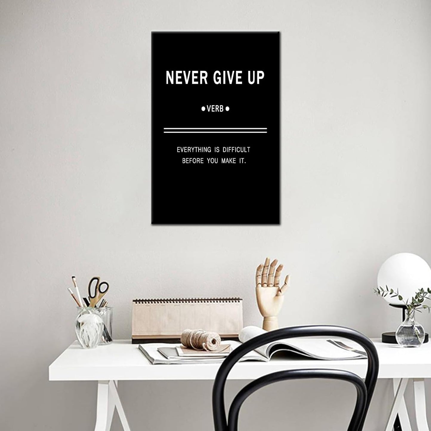 Inspirational Canvas Wall Art Motivational Never Give Up Painting Success Picture Poster Positive Motto Office Quotes Print Artwork for Living Room Workplace Stretched Ready to Hang [24''Wx36''H]