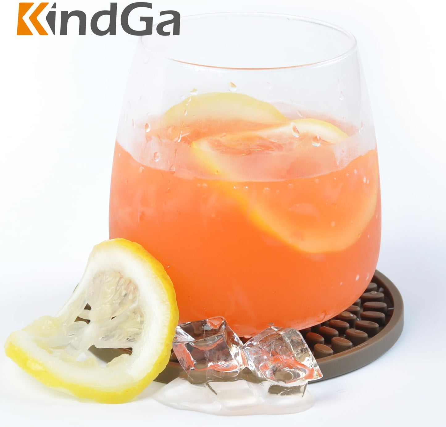 KindGa Coasters for Drinks Black, Absorbent Rubber Coaster Set, Silicone Drink Coasters for Large Mug/Cup/Bottle, Deep Tray 4.3 Inch Oval Shape Jar Opener Heat-Resistant Grips (Set of 8)