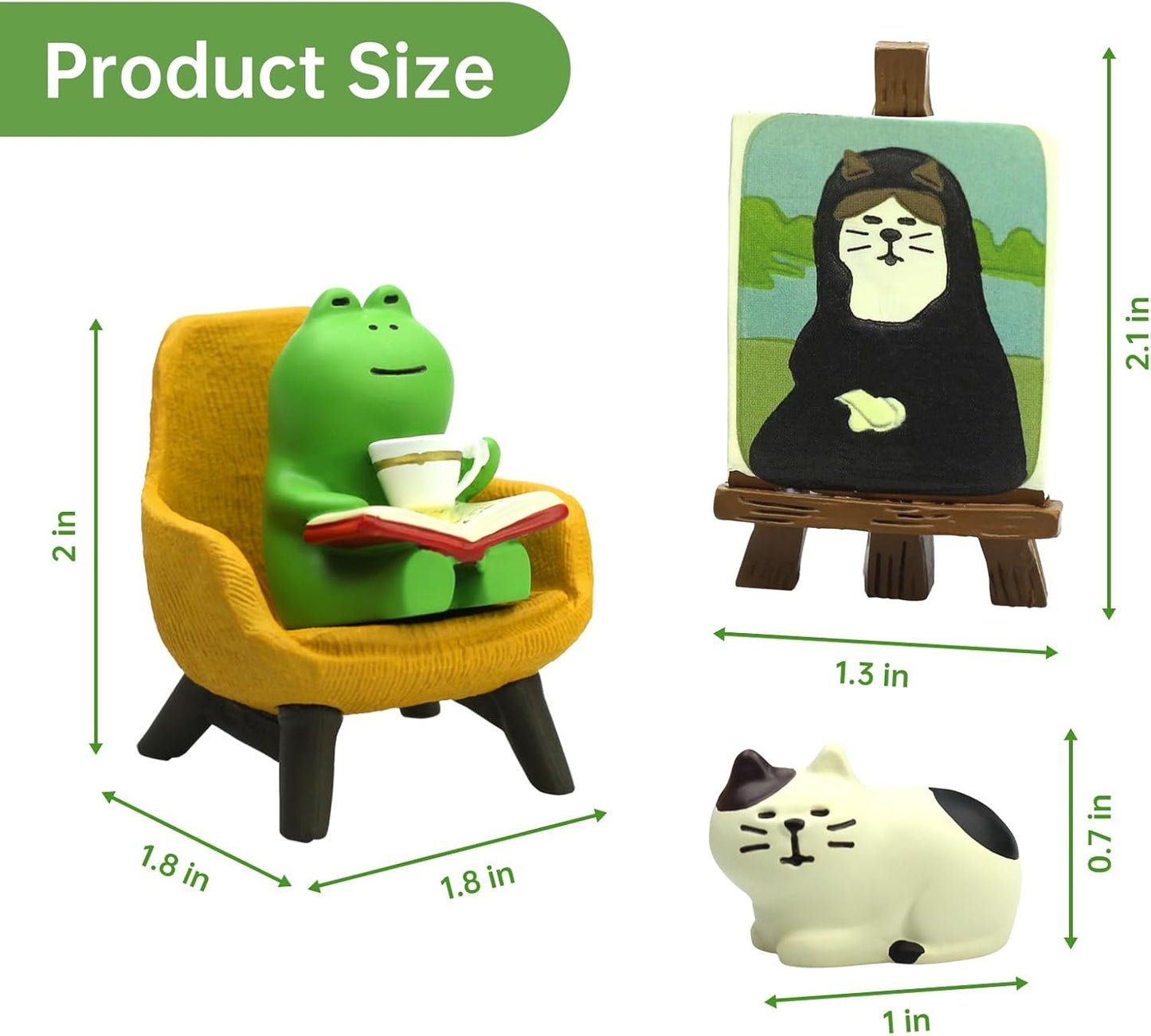 Cute Mini Frog and Cat Figurine for Office, Home Decoration Perfect Cute Frog and Cat Gift