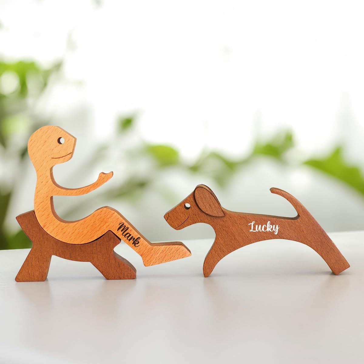DOPTIKA Personalized Statue Home Decorations, Wooden Table Decor Sculpture, Wooden Pet Carvings, Dog Memory Statues Home Decor, Gifts for Dog Lovers, House Warming Gifts Ideas