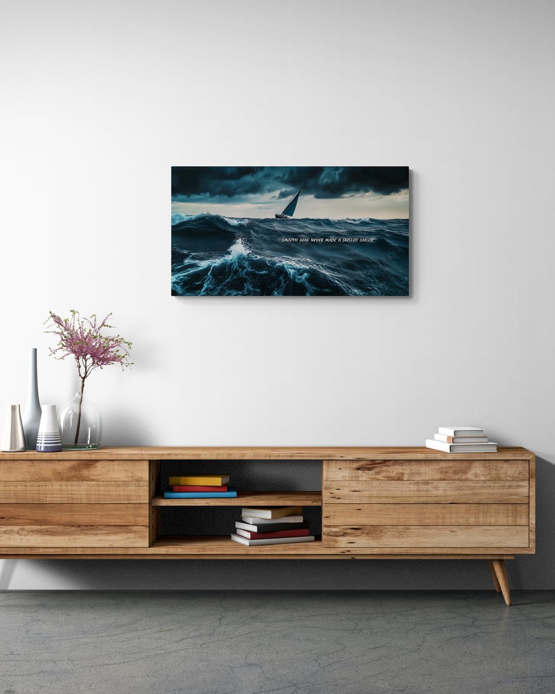 GoForArt Ocean Motivational Canvas Wall Art, Inspirational Sea Famous Quote Bedroom Living Room Decor, Positive Modern Landscape Mountain Office Dorm Room Poster Print (Skilled Sailor01, 12.00''x22.00'')