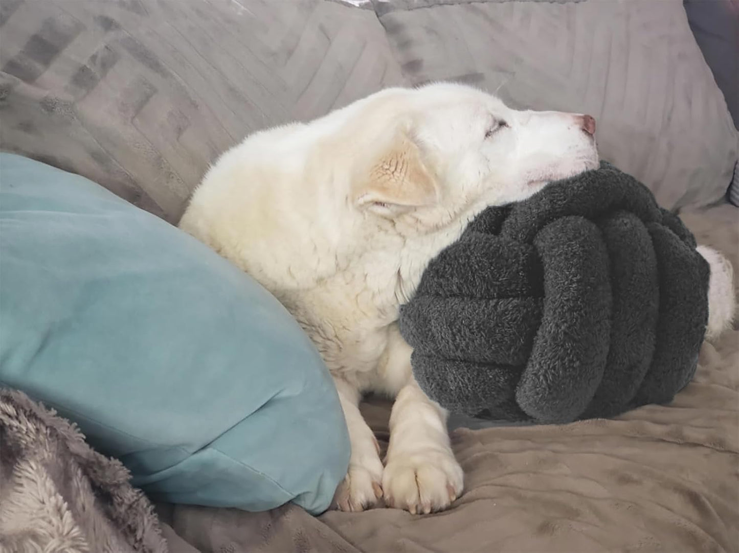 Knot Pillow Ball Plush - Decorative Throw Pillows for Bed Relieve Stress, Round Knot Cushion for Sofa Decor Pet Toy, Grey 8 inch