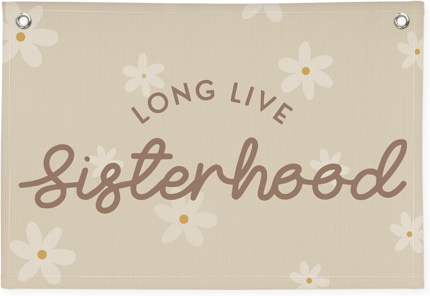 Cute Daisy Girls Room Decor, Long Live Sisterhood Linen Hanging Banner Flag,Boho Flower Banner for Nursery Playroom Wall Decor for Kids Bedroom Dorm Toddler Decorations 30x20,girlroom