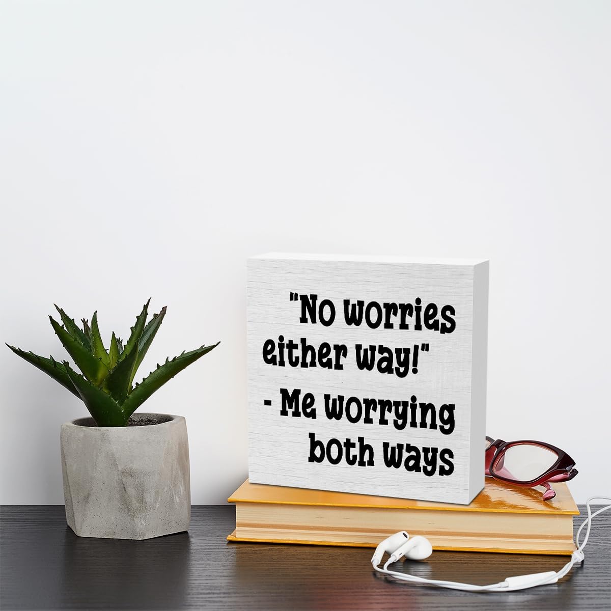 Funny Sarcastic Rustic Wooden Box Sign, Desk Decor Office Decor Supplies Strength Friend Gift Desk Accessories for Table Shelf Home Farmhouse Bathroom Cubicle Decorations Wood Block Plaque Box Sign