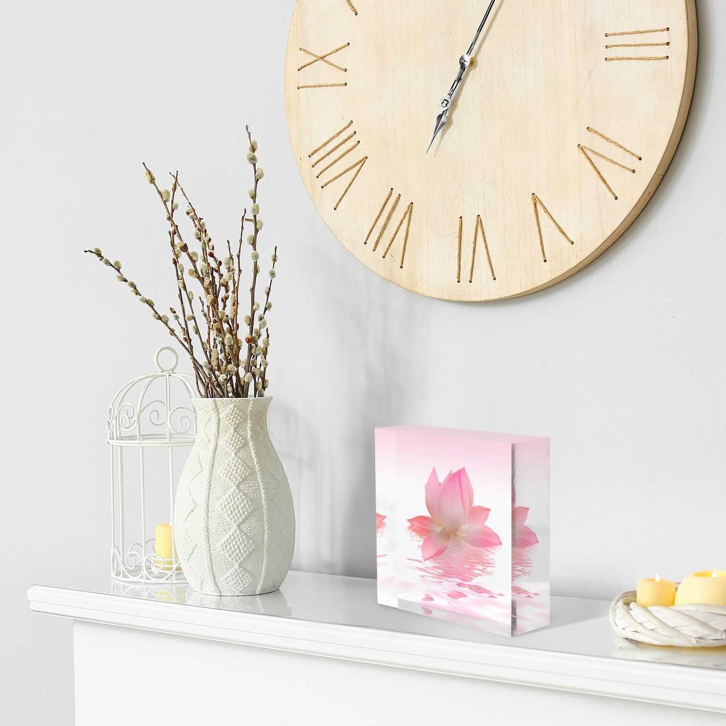 Desk Ornaments for Office Beautiful Lotus Acrylic Counselor Gifts for Women - Valentines Day Gifts for Office Staff - Thank You Gifts for Women Teacher, 4x4x1inch