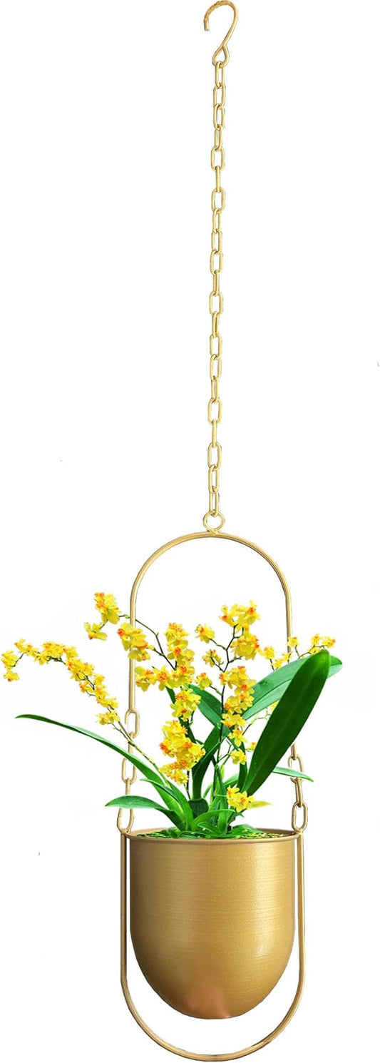 Metal Hanging Planters for Indoor & Outdoor, No Plant Included(Gold)