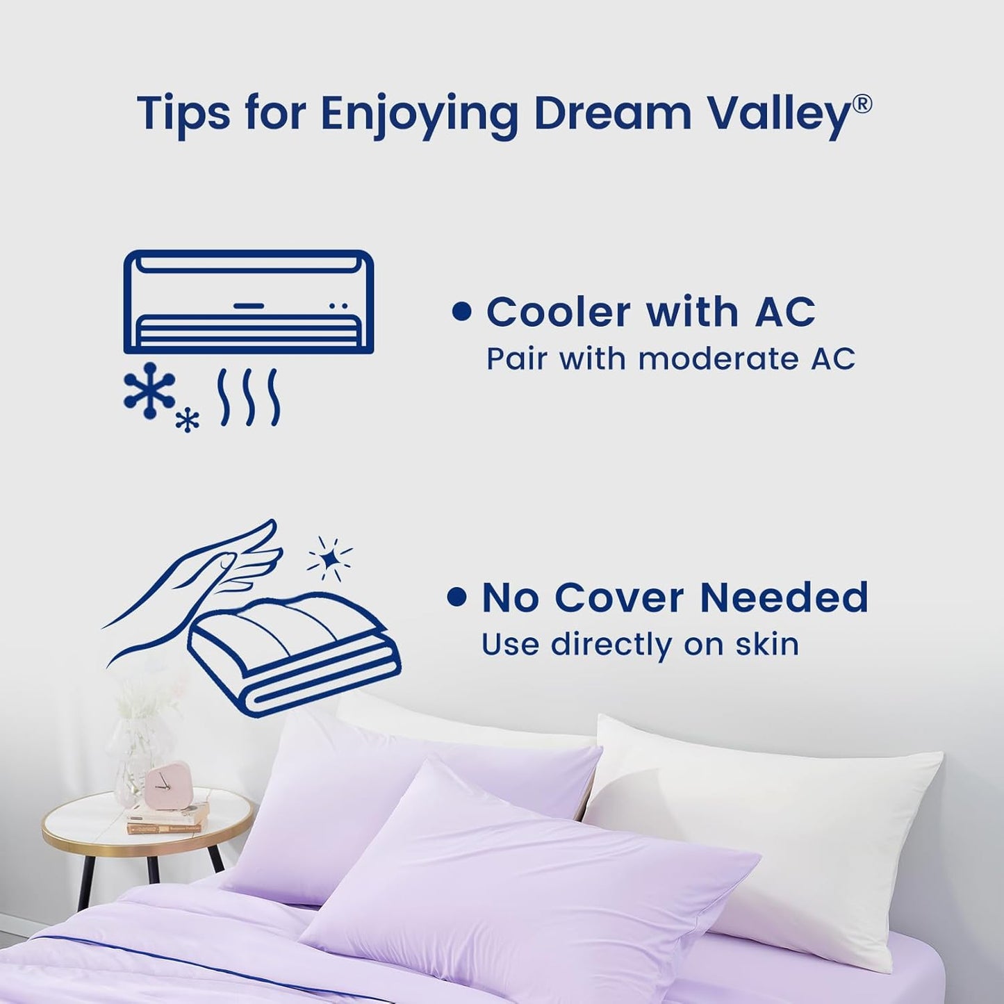 Dream Valley®Outlast®Cooling Comforter, NASA Temperature Regulation Technology Cooling Blanket, Q-Max 0.45 Everlasting Cooling for Night Sweats, Hot Sleepers, Lavender Fog, 60"x80"