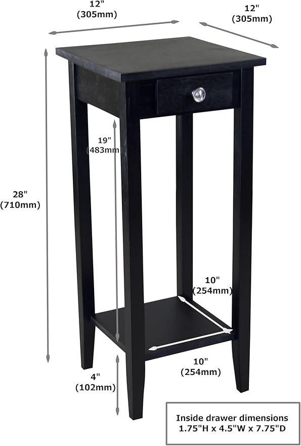 2-Tier Solid Acacia Plant Stand w/Drawer