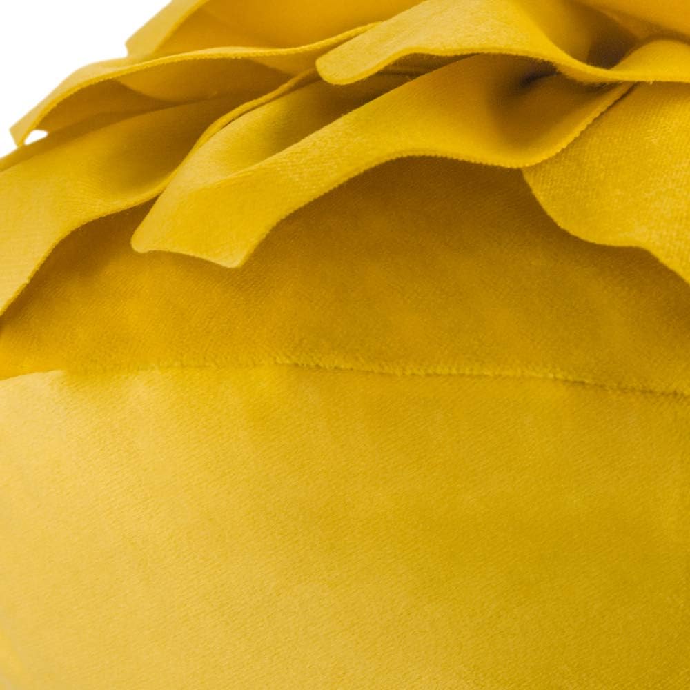 Decorative Throw Pillow 3D Flower Round Pillow Accent Handmade Cushion with Insert for Couch Bed Home Decor 14 inch Yellow