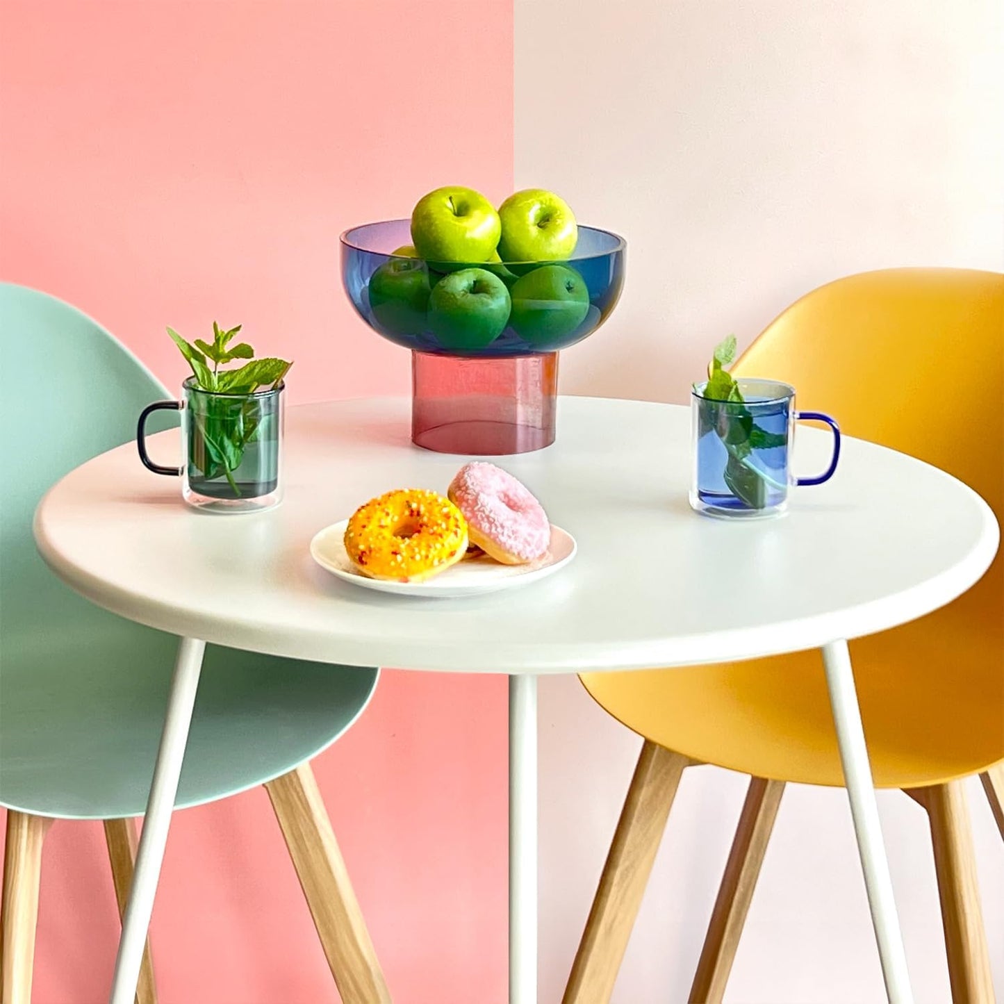 Cloudnola Reversible Decorative Glass Bowl, Blue and Pink, 12" dia x 8", For Entertaining, Fruit Bowl, Centerpiece Bowl, Ideal Gift for Weddings, Birthday, Anniversary or Any Occasion