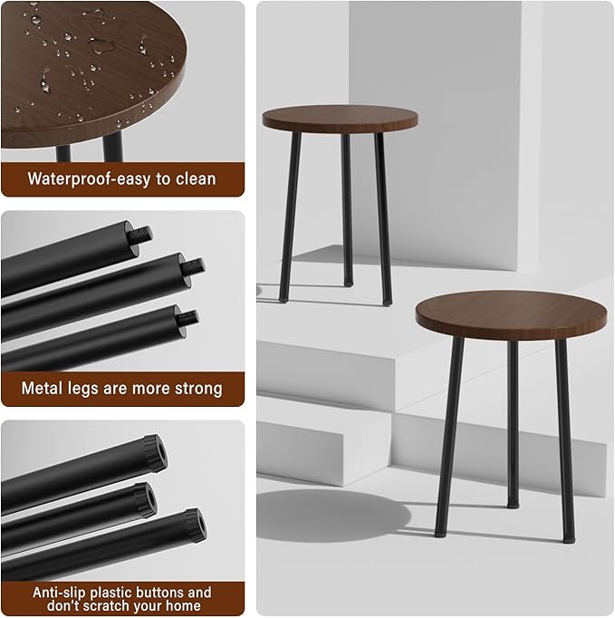 Plant Stand Indoor 2 Pack: Corner Wood 14 Inch Plant Stand Mid Century Modern Decor - Small Round Plant Table for Indoor Plants - Outdoor Plant Holder for Patio Living Room Bathroom Office (Walnut)