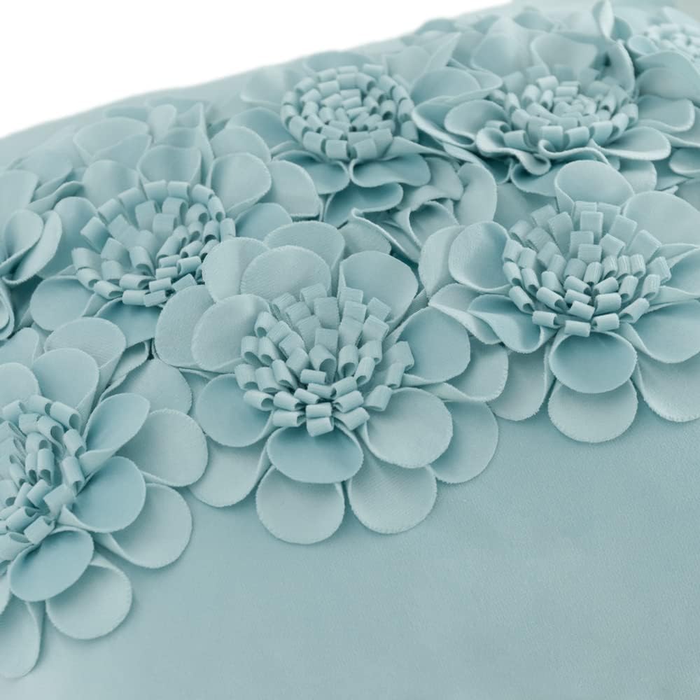 JWH Handmade 3D Flower Throw Pillow Covers Aesthetic Decorative Colorful Floral Accent Pillow Cases Stereo Pillowcase Cute Cushion for Car Bed Couch Bedroom 18x18 Inch Light Blue