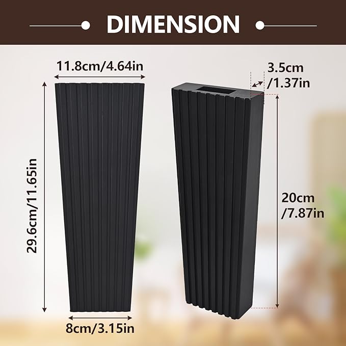 2PCS Wood Wall Planter for Indoor Plants, Wooden Hanging Planter for Dried Flowers and Artificial Greenery Plants,Modern Farmhouse Wood Wall Decor for Living Room,Bedroom,Bathroom(Black)