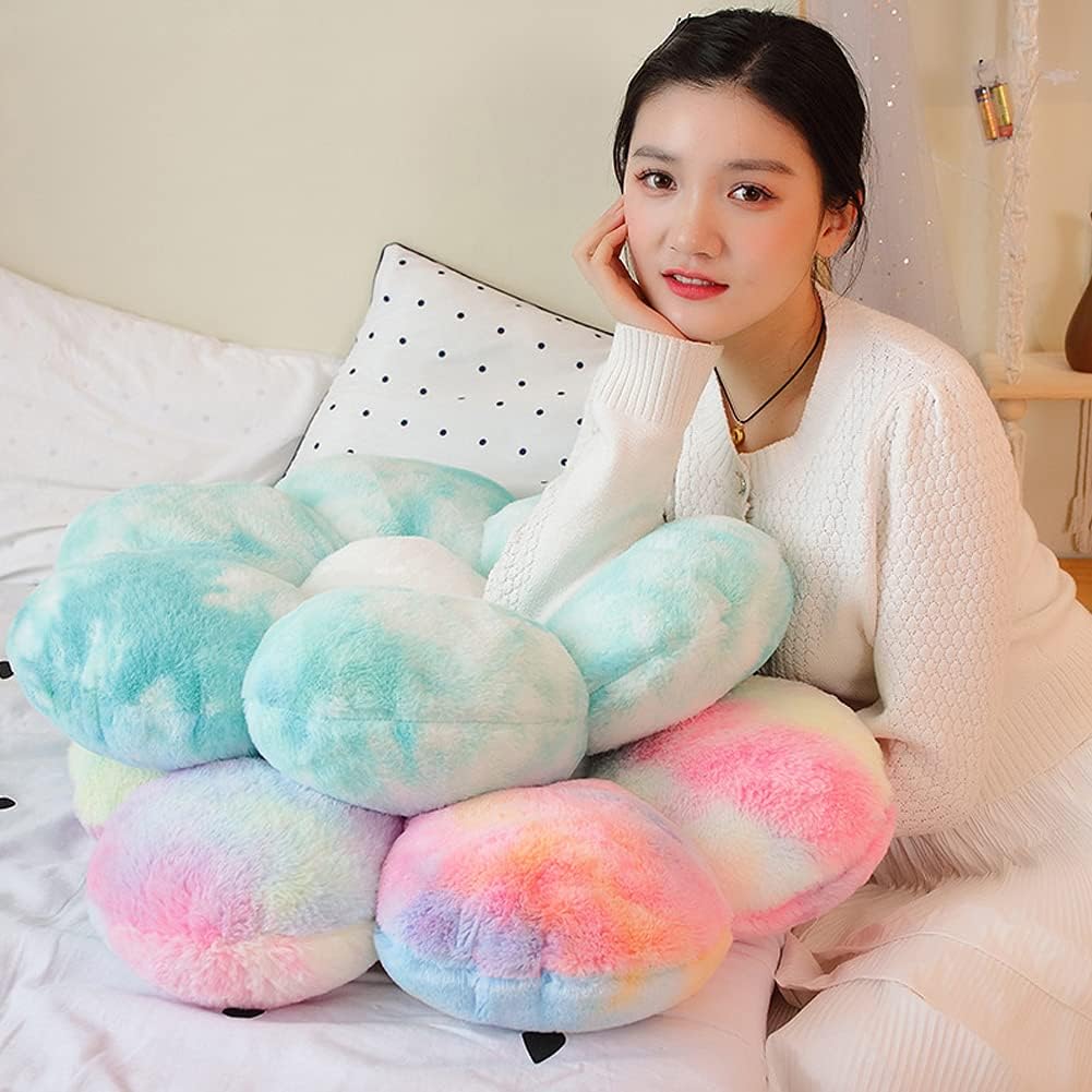 lannery Flower Plush Throw Pillows, Flower Floor Pillow Seating Cushion Toy for Reading, Room, Watching TV (19.7", Color)