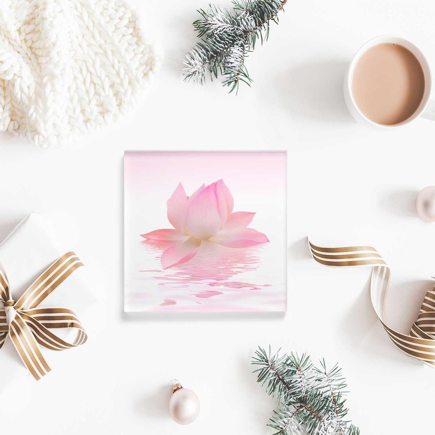 Desk Ornaments for Office Beautiful Lotus Acrylic Counselor Gifts for Women - Valentines Day Gifts for Office Staff - Thank You Gifts for Women Teacher, 4x4x1inch