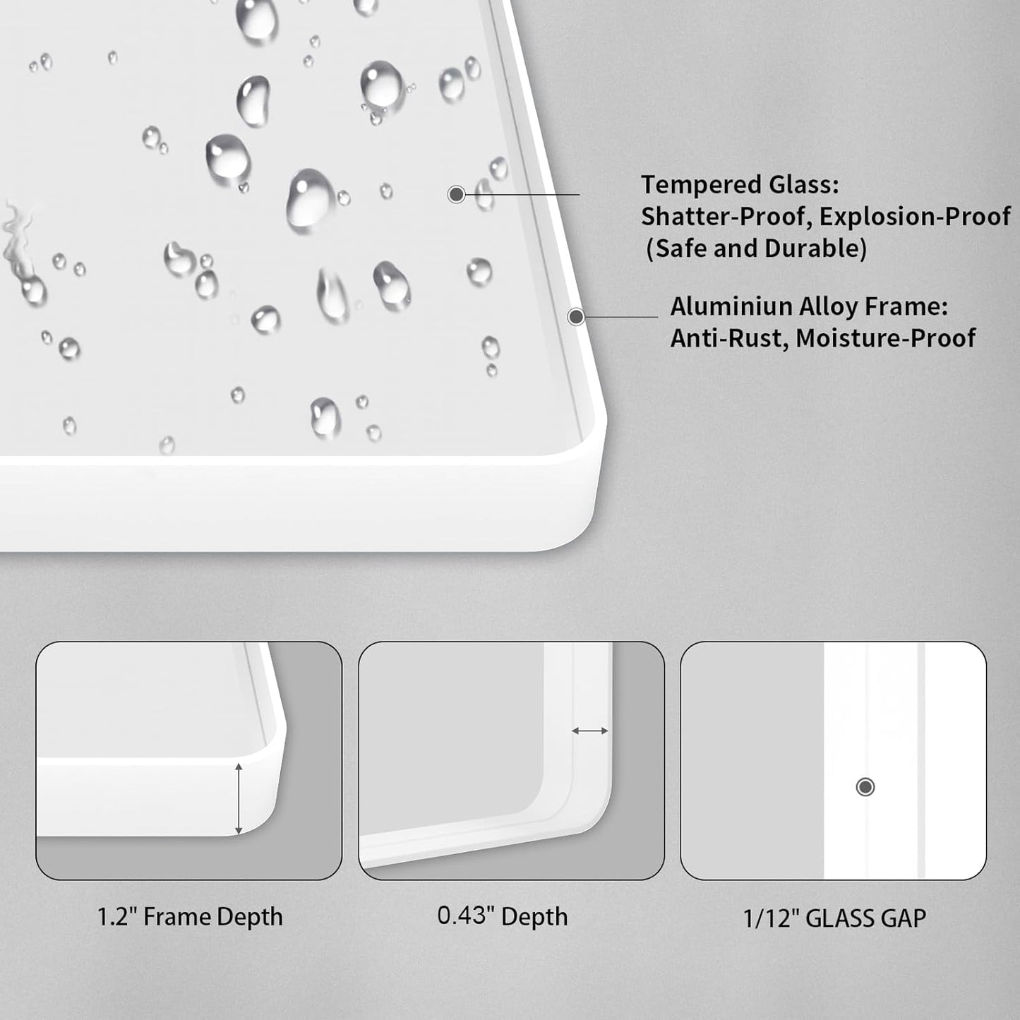 LOAAO 72x40 Inch White Metal Framed Bathroom Mirror for Wall, White Bathroom Vanity Mirror Farmhouse, Large Rounded Rectangle Mirror, Anti-Rust, Tempered Glass, Hangs Horizontally or Vertically