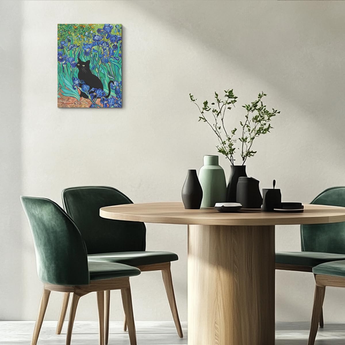 HZMLYDJ Garden Flowers Cat Aesthetic Design Posters Vintage Canvas Wall Art Cute Garden Cat Wall Art for Room Bedroom Living Room Bathroom Decor, Trendy Paintings Aesthetic Cats Lovers Decoration