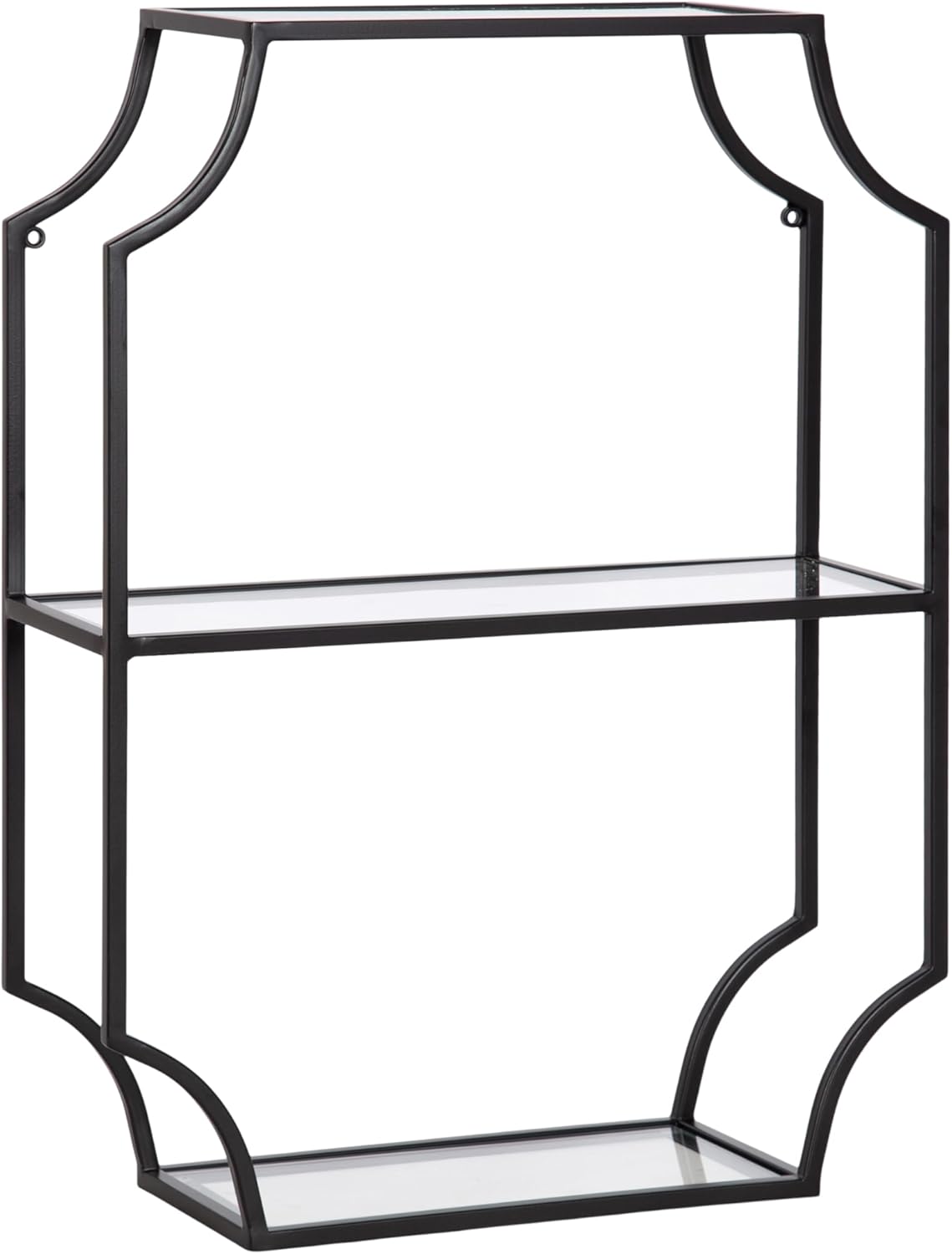 Kate and Laurel Ciel Glam Geometric Rectangular Wall Shelf; 18 x 24; Black; Decorative Shelves for Use as Over-The Toilet Storage or Bedroom Display Shelving