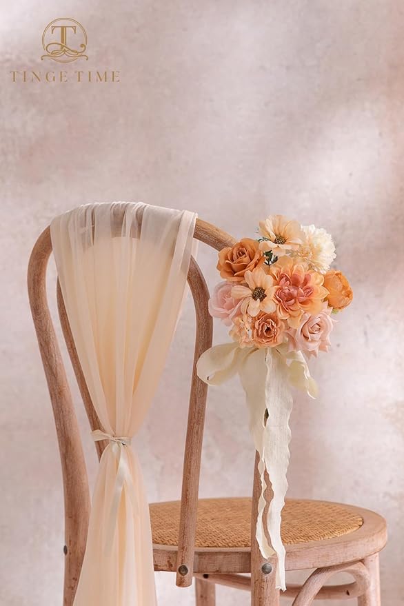 TINGE TIME Fake Flowers Artificial Flowers Peonies Bulbous Chrysanthemum Daisy Hydrangea Sunflower Violets Dahlia Daffodils Epiphyllum Orchid Cherry Blossom Camellia Leyaron (Blush & Champagne)