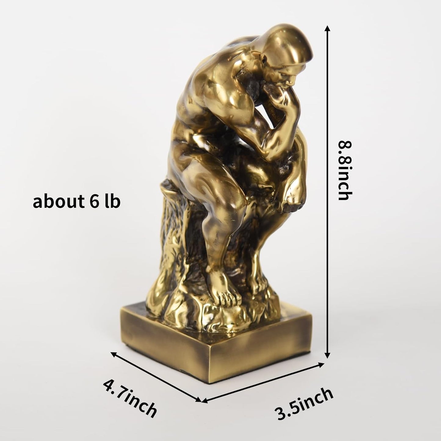 Magicsculp-The Thinker Statue in Brass 8.8 Inch Museum Grade Collectible Figurine Gift Box-(Medium-Brass)