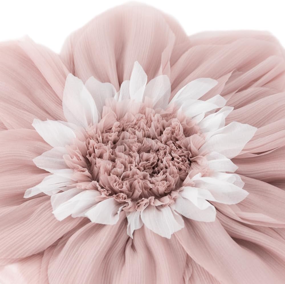 Handmade 3D Blush Pink Flower Pillow Cute Decorative Round Velvet Throw Pillows Modern Boho Farmhouse Accent Cushion for Bed Couch Car Bedroom Living Room Home Decor Gift 12 Inch Rose Gold