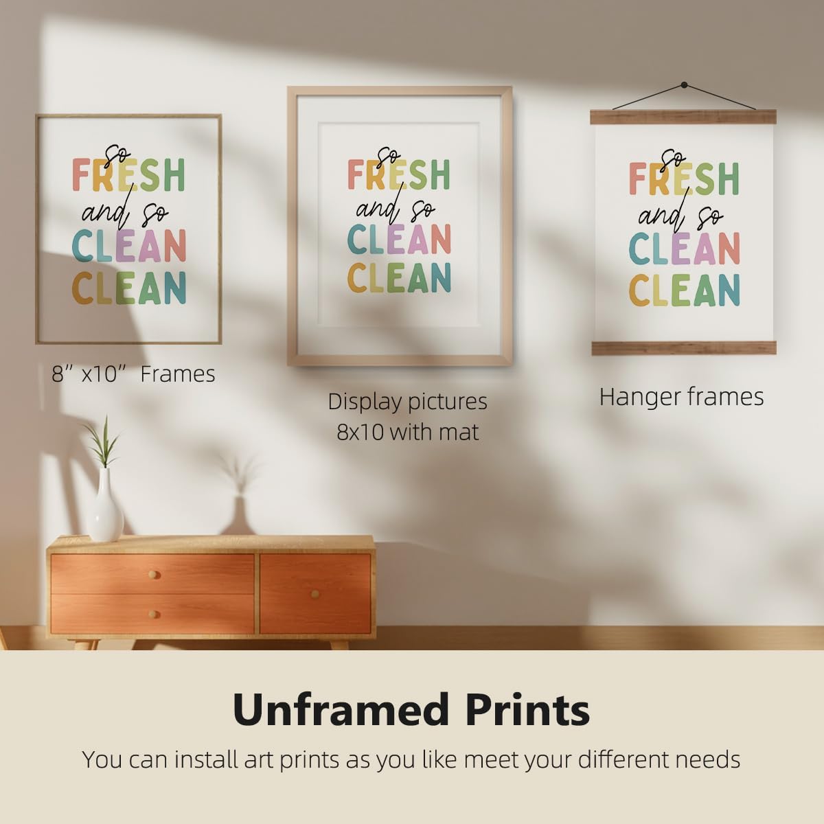 ETVISO Kids Bathroom Decor Set of 4, Toddler Bathroom Wall Decor Prints, So Fresh and Clean, 8x10 (Unframed)