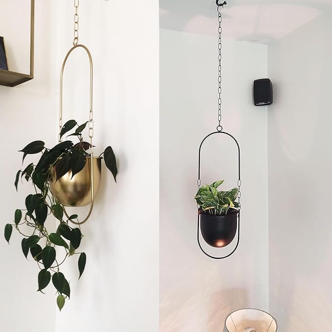 Metal Hanging Planters, 2pcs Black Hanging Planters for Indoor & Outdoor Plants, No Plant incld