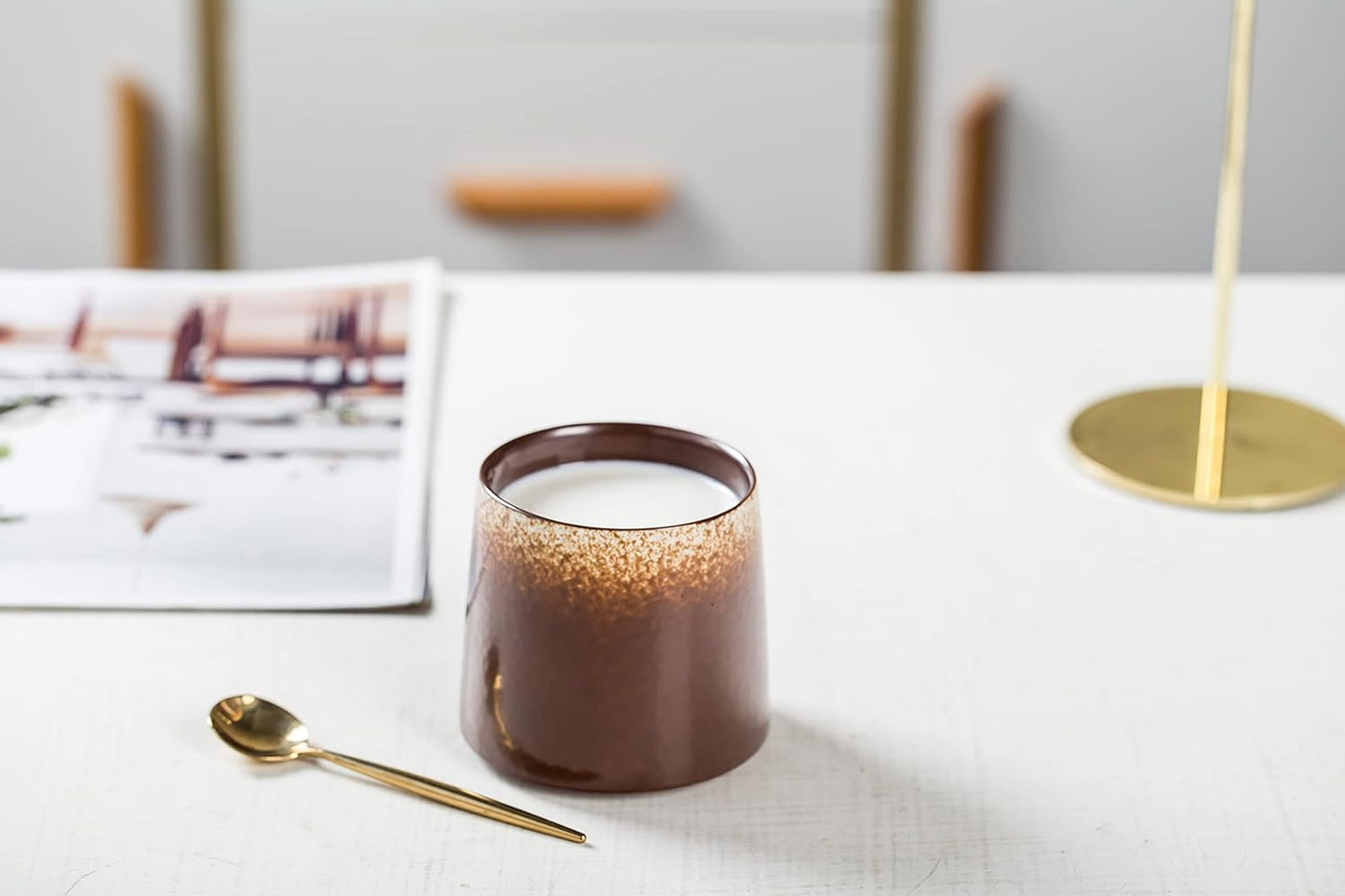 handmade Ceramic whiskey gllass Mugs,10oz Porcelain Mug for Men/Women,Tea Cup for Office and Home, Microwave and Dishwasher safe, Gift for Parents, Family and Friends(Brown)