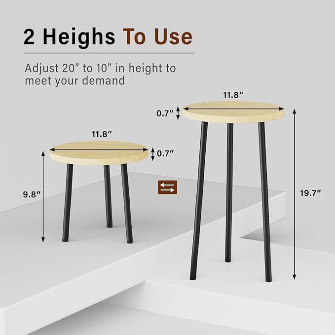 Plant Stand Indoor 2 Pack: Corner Wood 20 Inch Plant Stand Mid Century Modern Decor - Small Round Plant Table for Indoor Plants - Outdoor Plant Holder for Patio Living Room Bathroom Office (Burlywood)