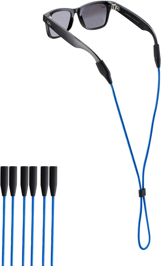 Glasses Strap for Ray-Ban Meta & Wide Frame Glasses – 3pcs Adjustable Sunglasses Straps Cords for Men Women kids-Eye Glasses Holders Around Neck, Lanyard String Chain Rope for Sports (Blue)