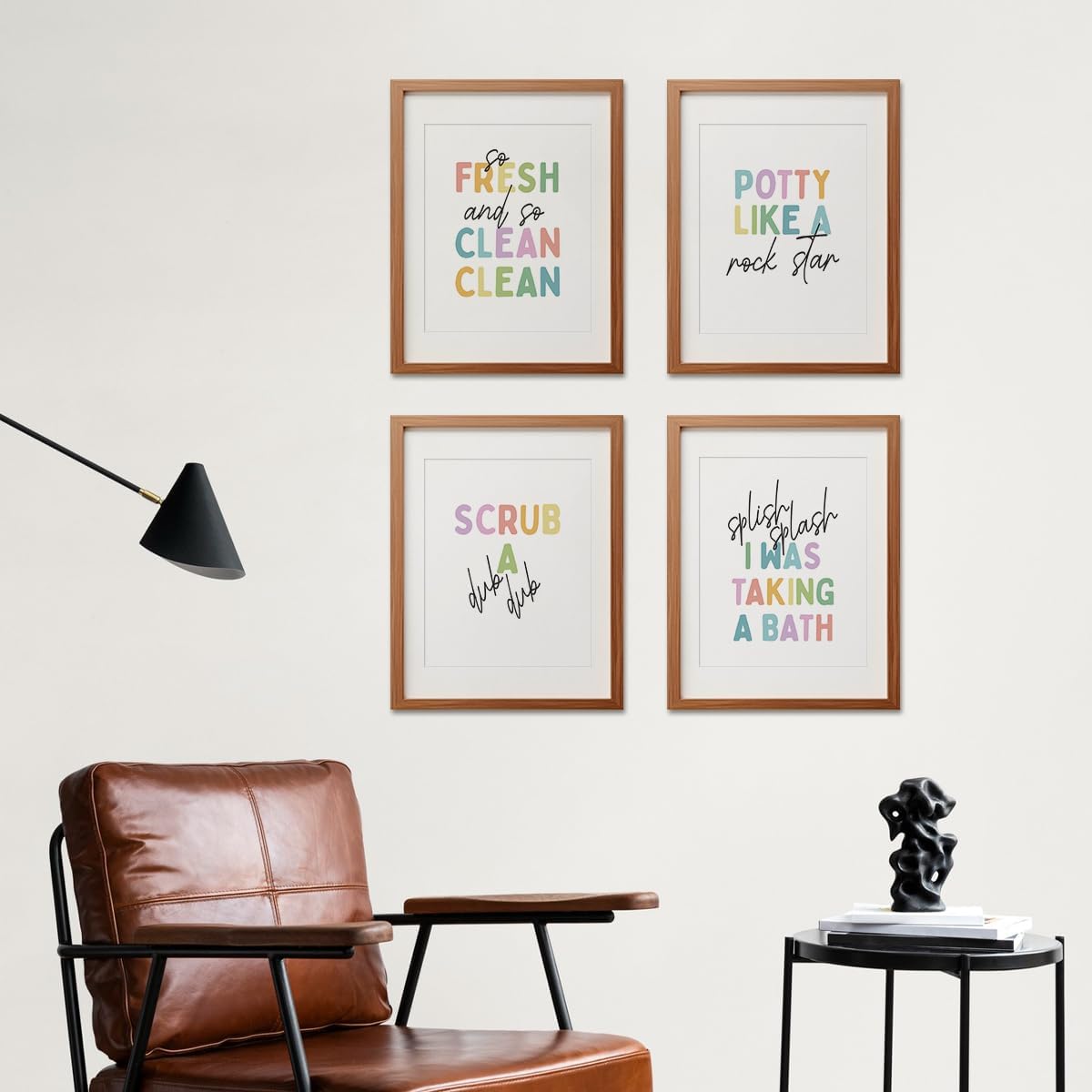 ETVISO Kids Bathroom Decor Set of 4, Toddler Bathroom Wall Decor Prints, So Fresh and Clean, 8x10 (Unframed)