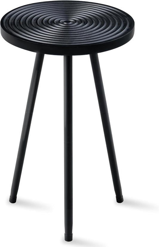 Lawn Social Tall Plant Stand Indoor, 20" Mid Century Modern Plant Table, Wood & Metal Plant Holder for Flower Pots, Round Small Side Table for Living Room Bedroom Balcony Decor, Black (11.4"x20")