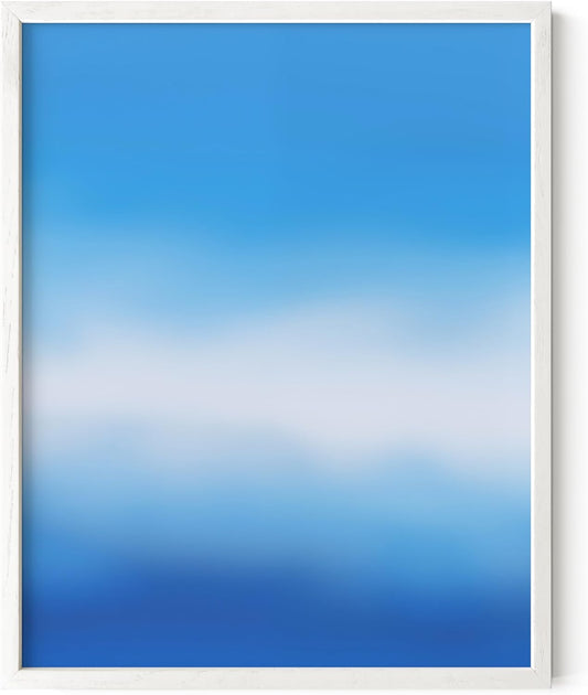 HAUS AND HUES Modern Abstract Wall Art - Blue and Green Living Room Art, Modern Artwork for Walls, Minimalist Picture for Living Room(Blue Tie-Dye, White Frame, 11x14)