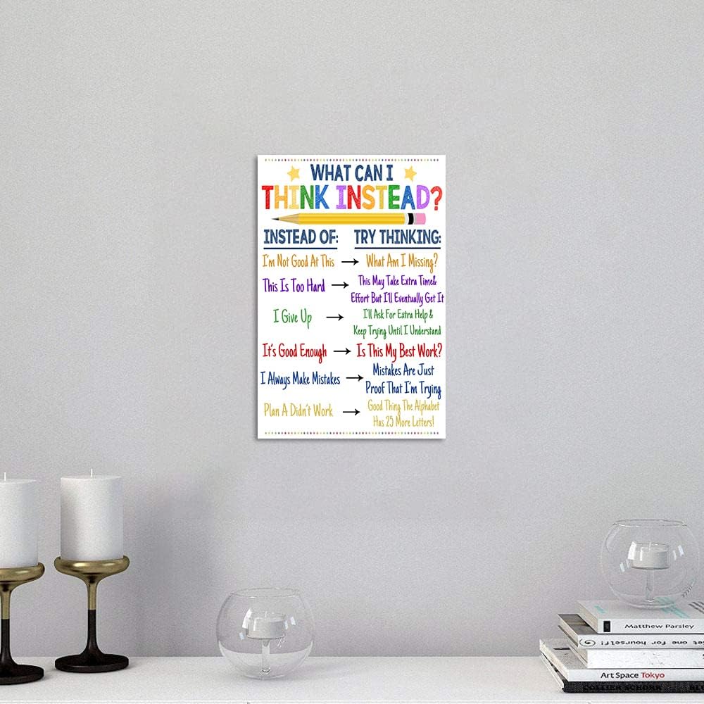 Inspirational Classroom Wall Decor What Can I Think Instead Artwork Office Counselor Poster Social Work Office Art Educational Motivational Wall Art Wooden Framed Ready to Hang-12 inch x 16 inch
