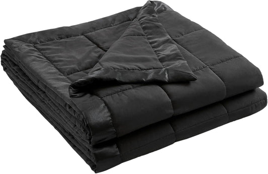 Madison Park Twin Size Blanket Ultra-Soft Microfiber Twin Size, Box Quilting with Satin Binding, All Season & Lightweight Twin Summer Blanket for Bed, Couch & Sofa, Twin, Black