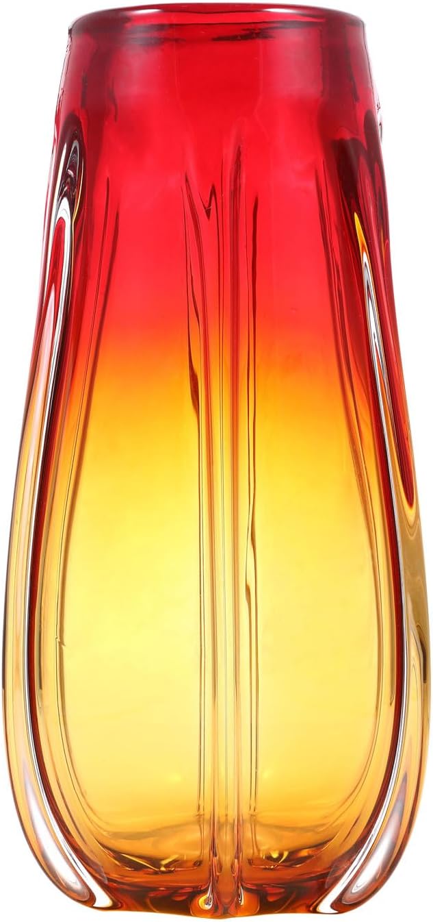 Luxury Lane Hand Blown Laine Sommerso Art Glass Vase for Home Decor 12.5 inch Tall Centerpiece Table Decoration