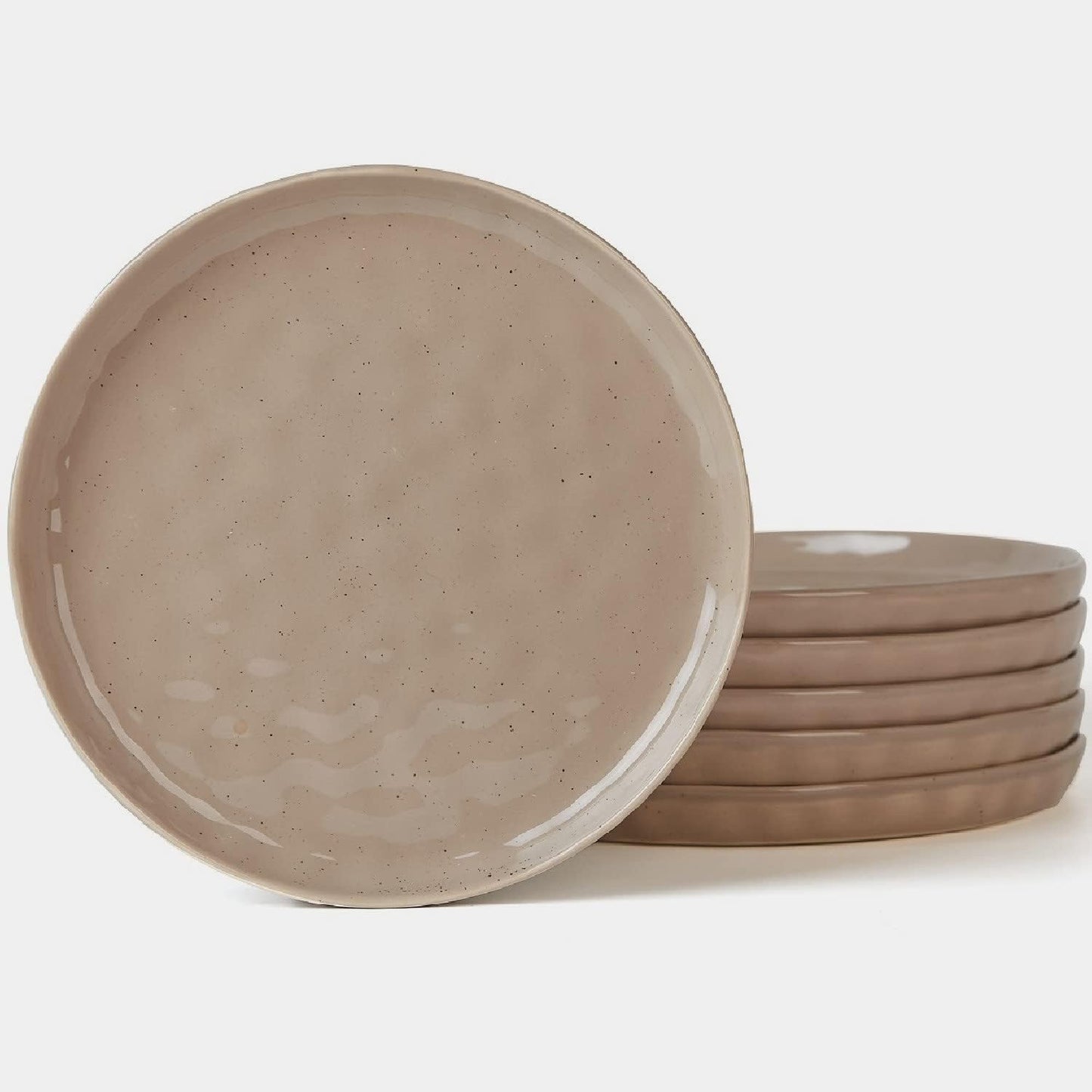 famiware Mars 6 Pieces Dinner Plates, 10.25 inch Plate Set, Scratch Resistant, Stoneware Dinnerware, Kitchen Modern Rustic Serving Dishes, Cinnamon Brown