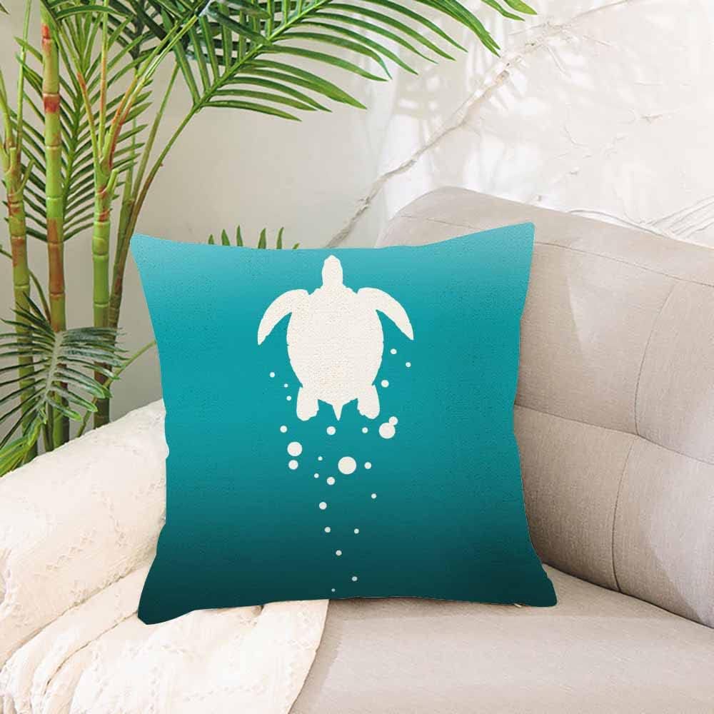 IBILIU Throw Pillow Covers Sea Turtle Amp Bubbles Against Blue-Green Ocean Cushion Pillow Case Home Decor Pillowcase 18x18 Inches