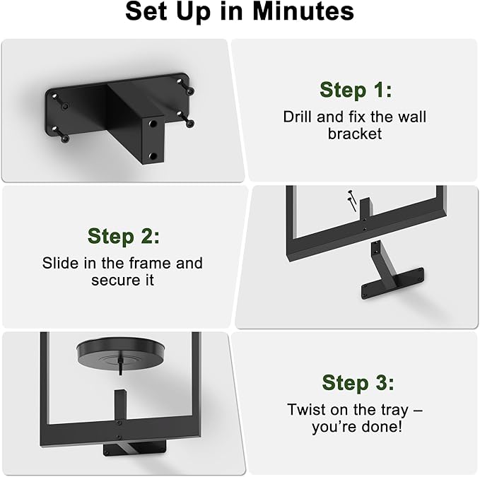 Heavy-Duty Wall Planters for Indoor Plants, Modern Metal Hanging Plant Holders, Picture Frame Wall Plant Shelves for Living Room, Balcony, Patio, Window Garden Décor, 3-Pack