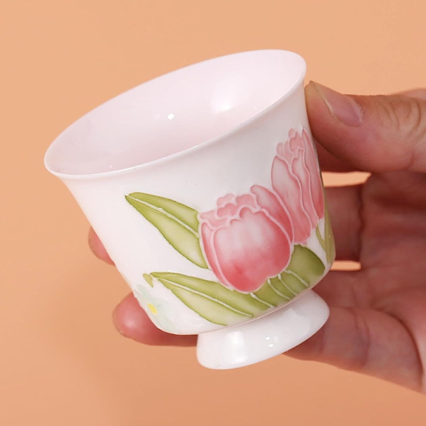 KAMMAK Ceramic Tea Cups Small, Cute Vintage Coffee Cup Set of 2, Porcelain Teacups Espresso Mug, 2.5oz Hand Painted Chinese Afternoon Tea Party Mugs, Birthday Gift for Women Men, Yuni Arita