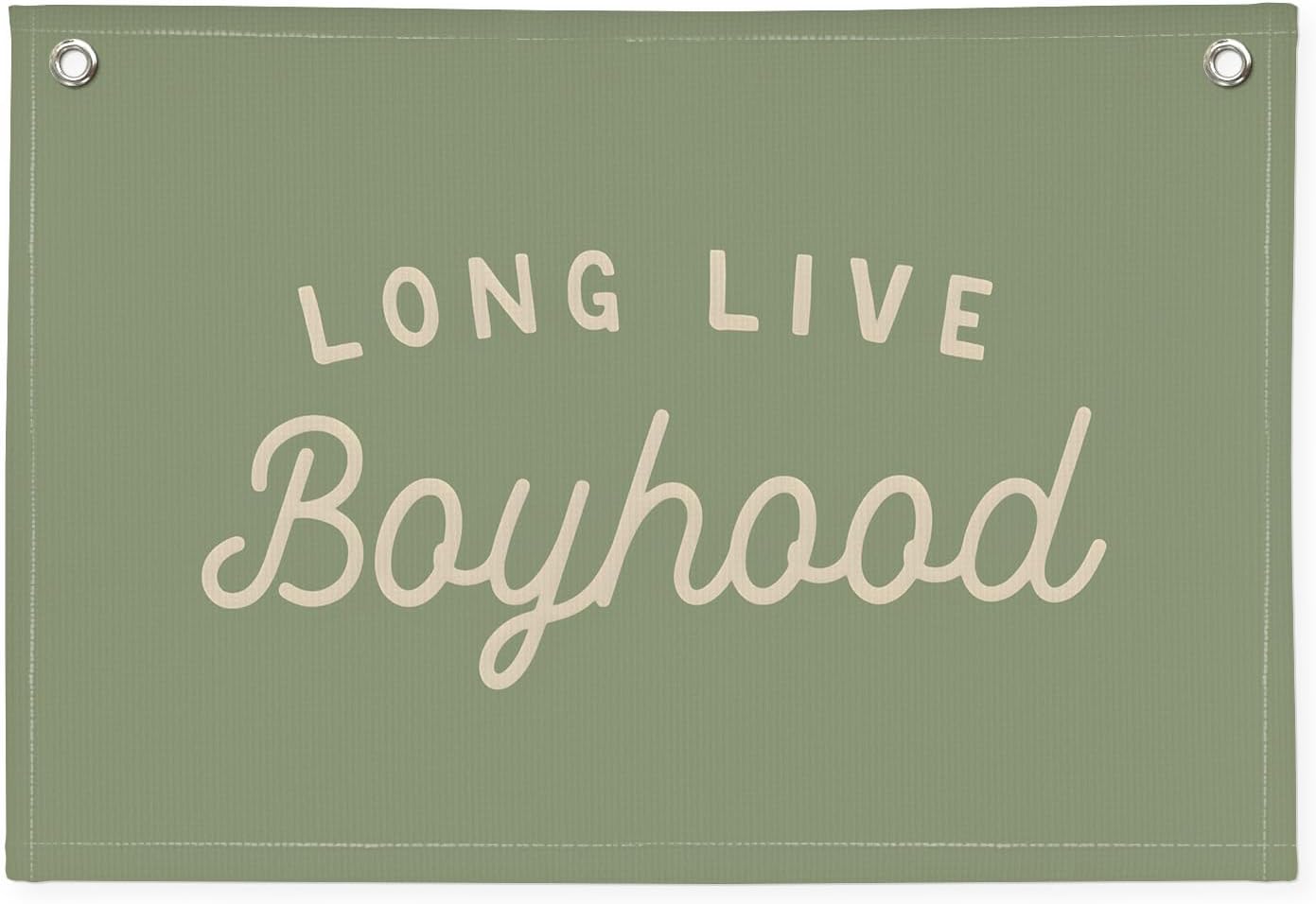 Long Live Boyhood Boys Room Decor, Sage Green Nursery Playroom Toddler Boy Linen Canvas Banner Wall Hanging Flag Baby Little Boy Kids Teen Room Bedroom Decorations, 30x20 Inch