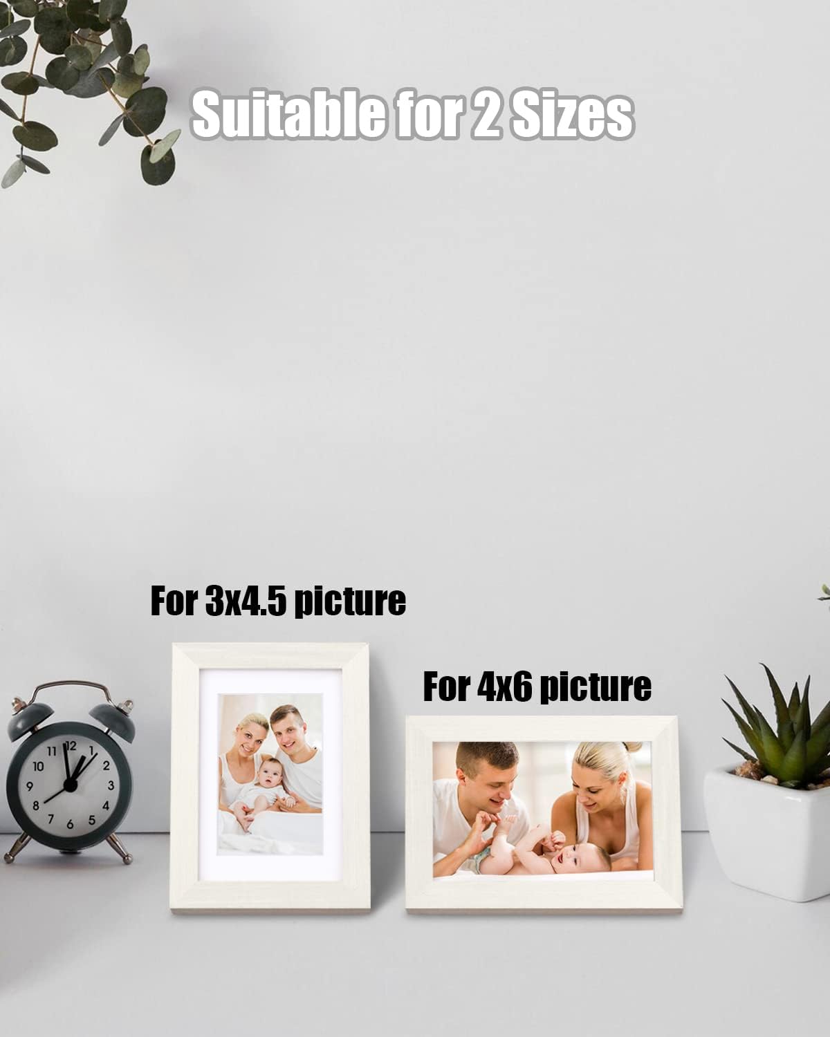 Egofine 4x6 Picture Frames Set of 4, Made of Solid Wood Covered by Plexiglass 3.5x5 with Mat or 4x6 without Mat, for Table Top Display and Wall Mounting Photo Frame Beige