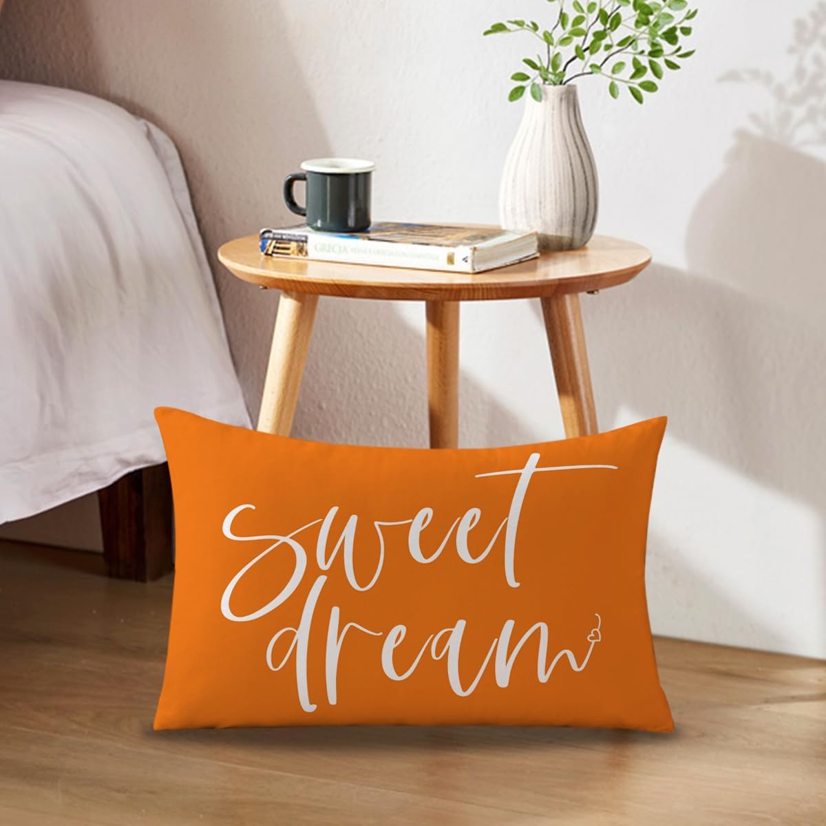 Bedding Decorative Pillowcases Reversible Give It to God and Go to Sleep Cushion Covers Sleep Themed Throw Pillow Covers 12''x20'' for Bedroom Guest Room Housewarming Gifts (Orange)