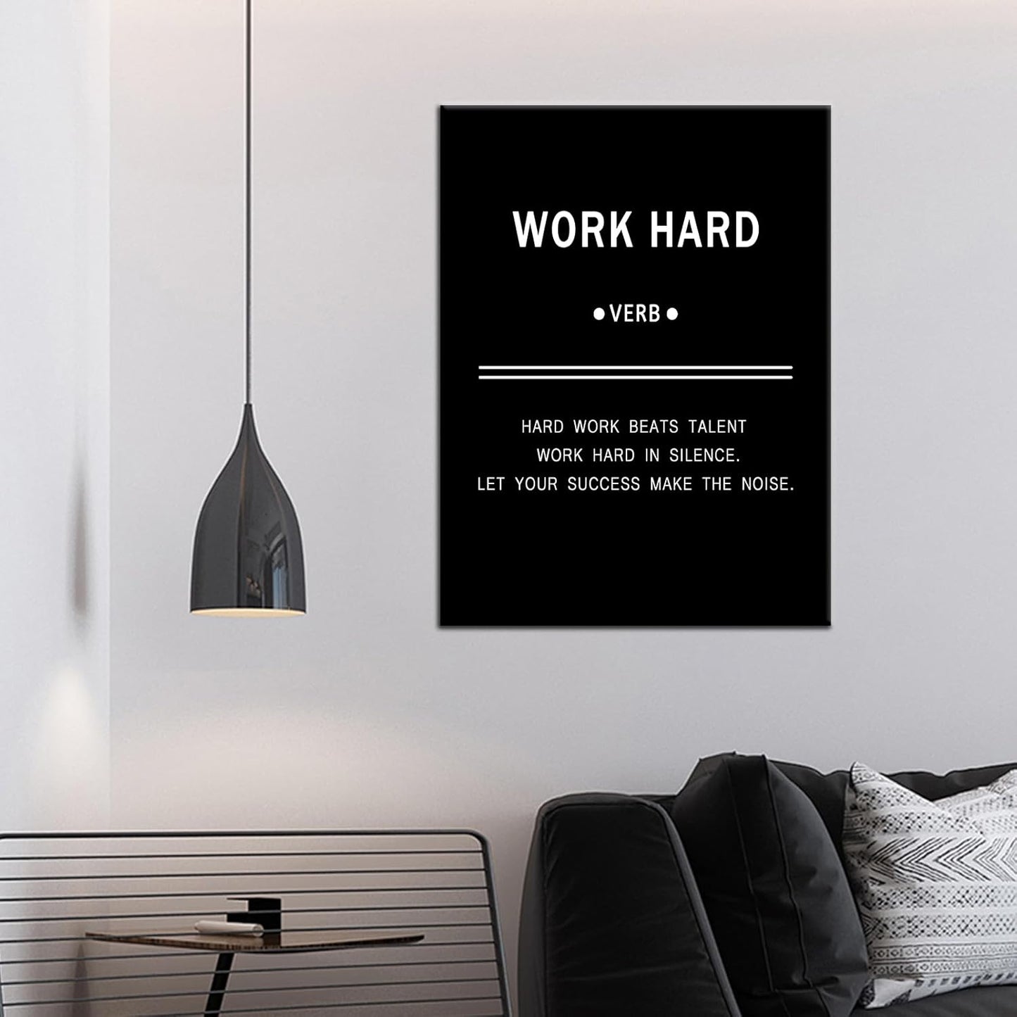 Inspirational Wall Art Work Hard Motivational Poster Quotes Wall Decor for Living Room Bedroom Office Bathroom Canvas Print Artwork Framed Wall Decor Ready to Hang [18''Wx24''H]