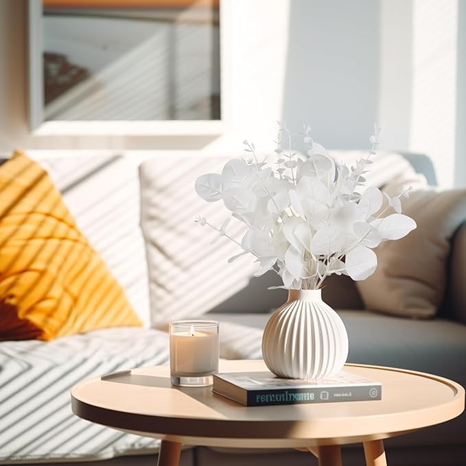 120 Pcs Artificial Eucalyptus Leaves Stems Bulk – 3 Styles Mixed Faux Silver Dollar Eucalyptus Leaves, DIY Fake White Stems for Wedding Bouquets, Floral Arrangements, Centerpieces & Home Decor