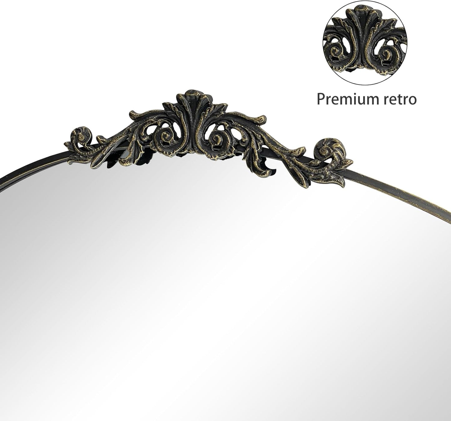 Black Arched Mirror for Wall,Baroque Fireplace Mirror Decor,Brass Wall Mirror,Ornate Mirrors for Entryway/Bathroom/Living Room/Hallway 36"X30" …