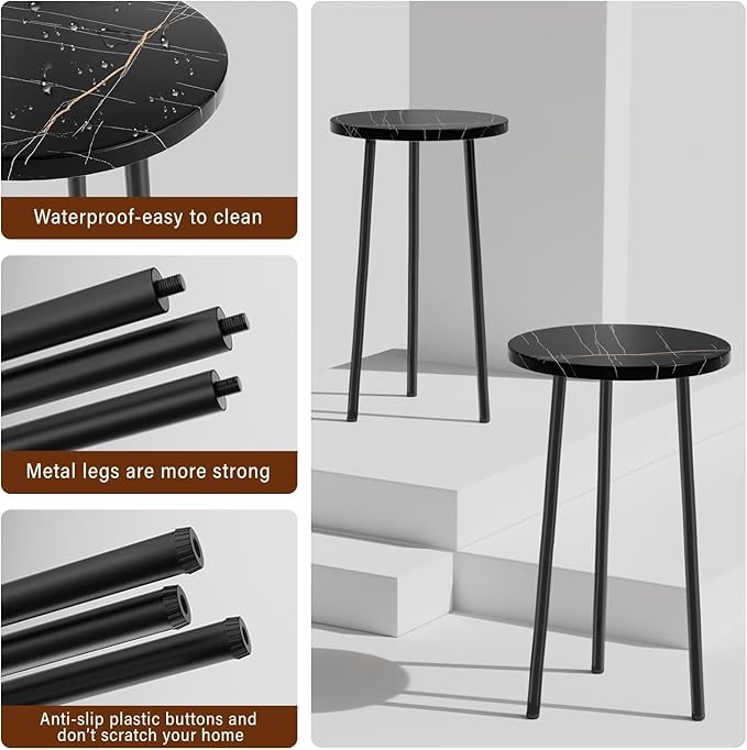 Plant Stand Indoor 2 Pack: Tall Plant Stand 20 Inch Convertible Multi-purpose Flowers Holder - Small Round Side End Table Mid Century Modern Decor - Plant Table for Home Decor
