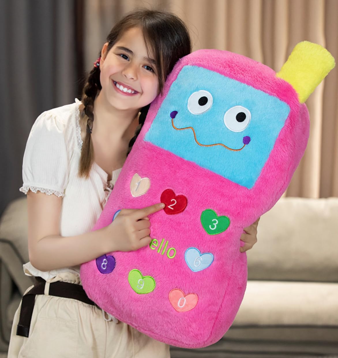 Kids Room Décor, Cute Phone Shape Decorative Pink Throw Pillow, Super Soft Butt Cushion, Floor Pillow, Seating Cushion, Room Decor & Plush Pillow for Bedroom Sofa Chair