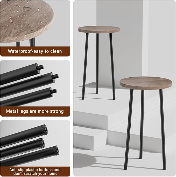 Plant Stand Indoor 2 Pack: Corner Wood 20 Inch Plant Stand Mid Century Modern Decor - Small Round Plant Table for Indoor Plants - Outdoor Plant Holder for Patio Living Room Bathroom Office (Grey Wood)