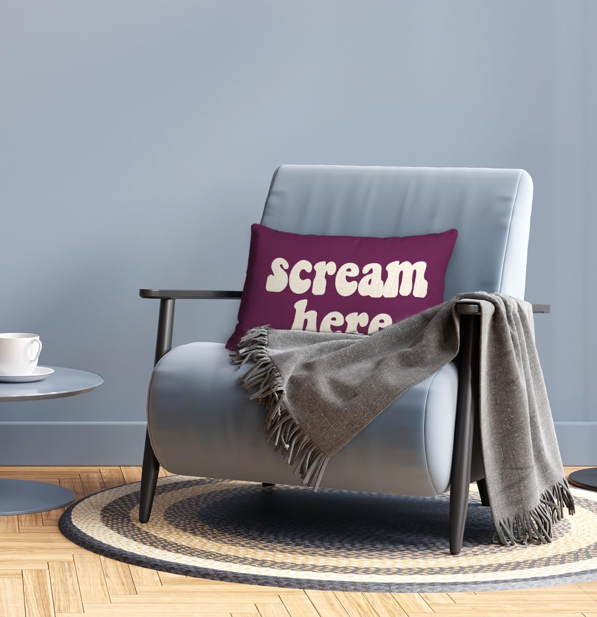 Mancheng-zi Funny Scream Decor, Scream 12x20 Pillow Cover, Fun Pillows,Fun Throw Pillows,Funny Throw Pillows,Fun Decorative Pillows,Scream Here Funny Humor Throw Pillow Case(Purple)